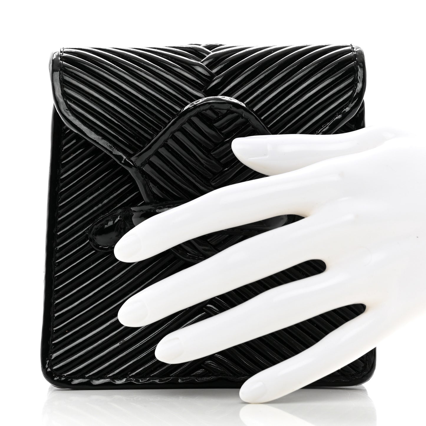 Patent Embossed Box Clutch Clutch Black