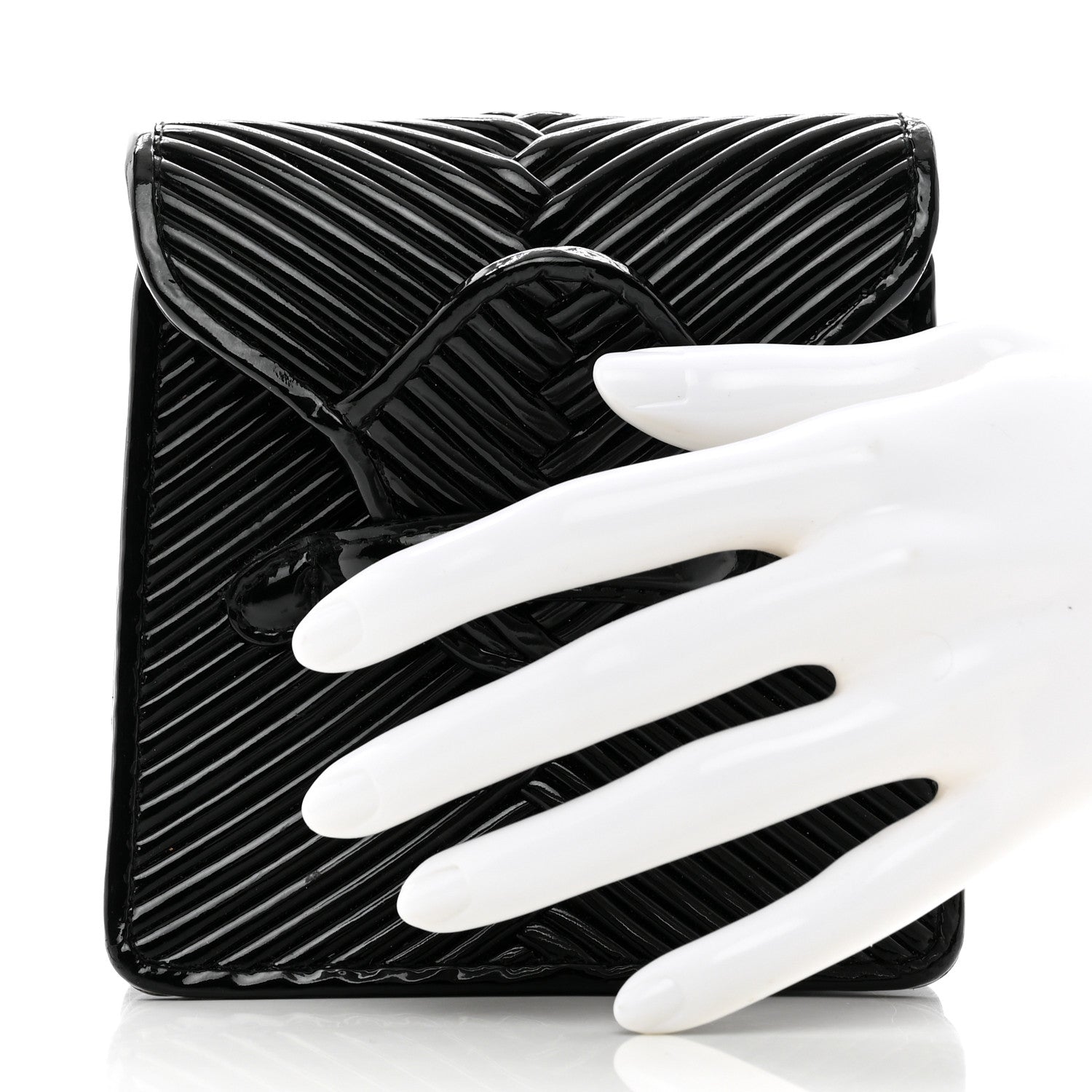Bottega Veneta Patent Embossed Box Clutch Clutch Black 2 of 8