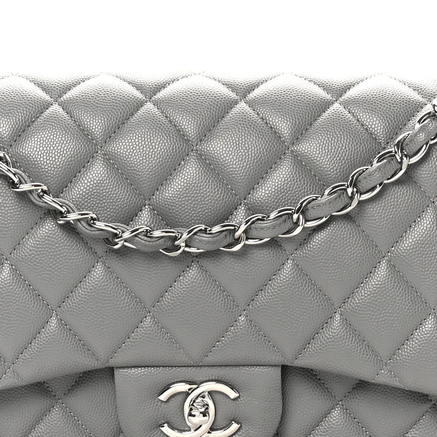 Chanel Caviar Quilted Jumbo Double Flap Dark Grey 8 of 11