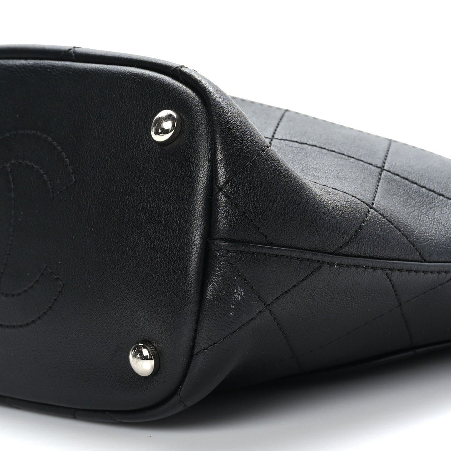 Calfskin Stitched Bucket Bag Black