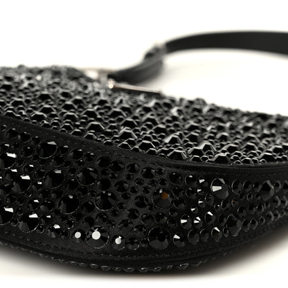 Prada Satin Crystal Cleo Adjustable Strap Shoulder Bag Black 10 of 10