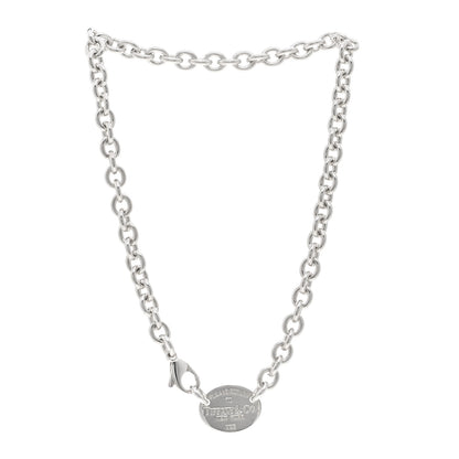 Tiffany Sterling Silver Return to Tiffany Oval Tag Choker Necklace 3 of 4