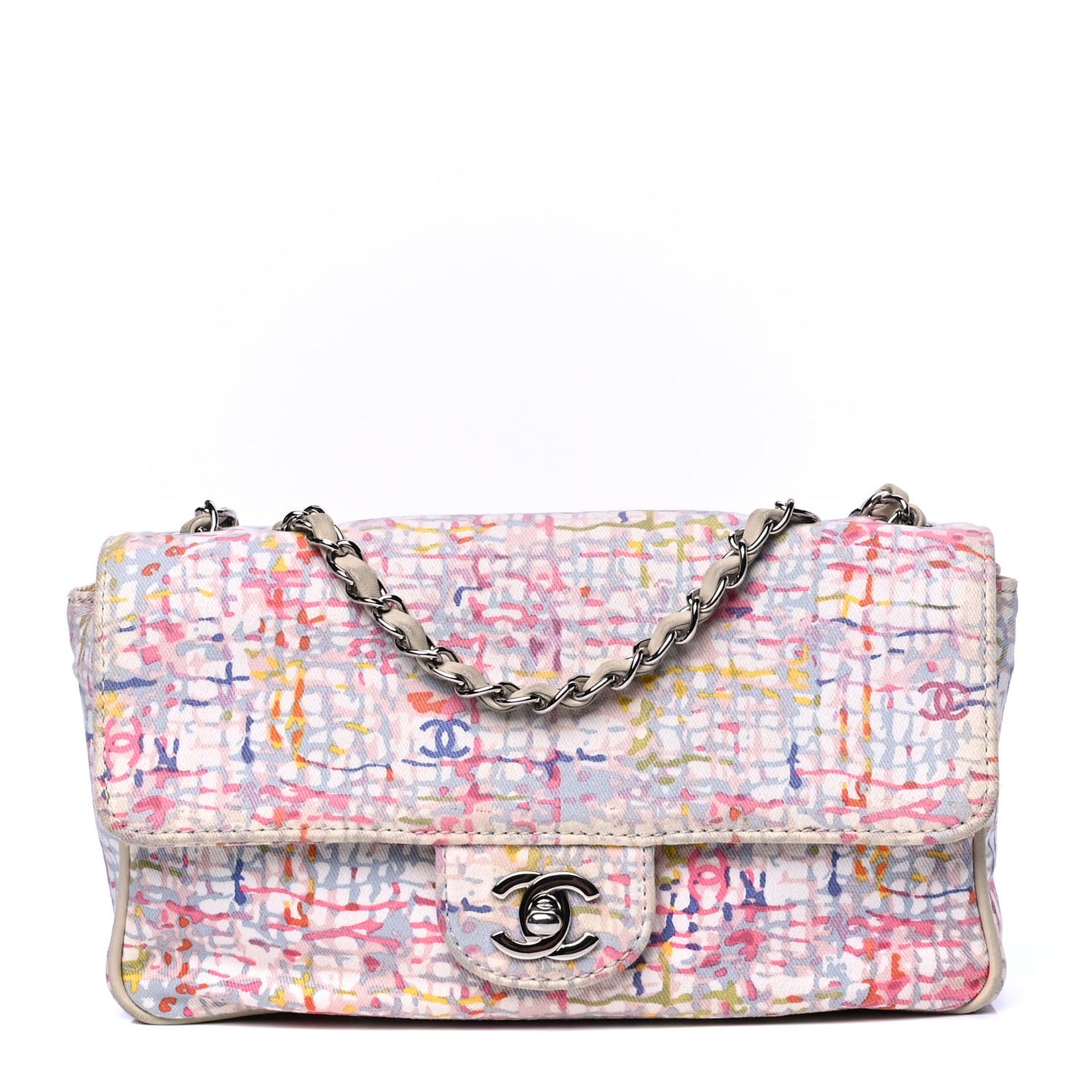 Canvas Watercolor Tweed Print Clover Small Flap Multicolor
