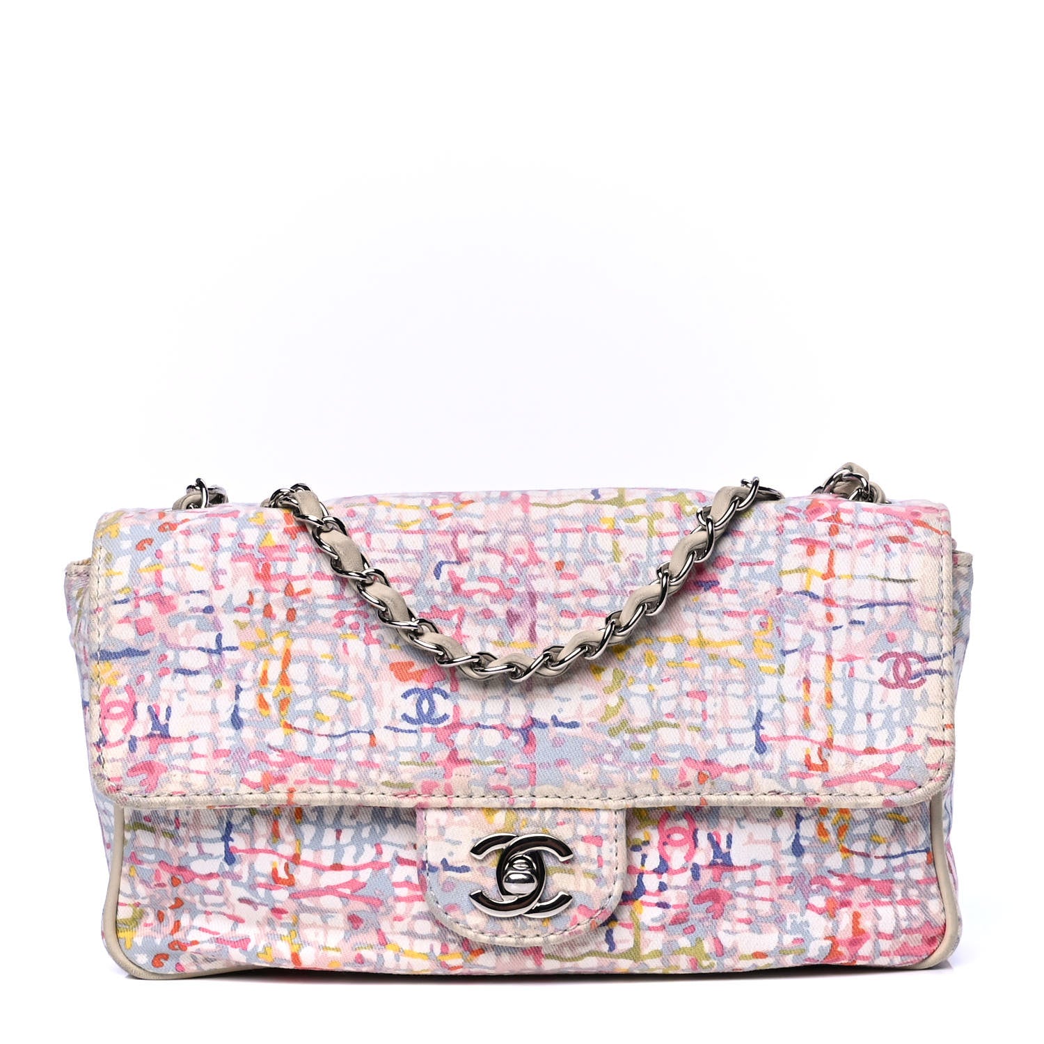 Chanel Canvas Watercolor Tweed Print Clover Small Flap Multicolor 1 of 9