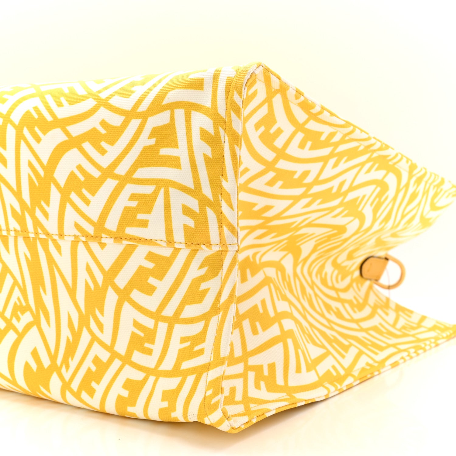 Fendi X SARAH COLEMAN Glazed Canvas Vitello King FF Vertigo Shopping Tote Bag Mimosa White 9 of 10