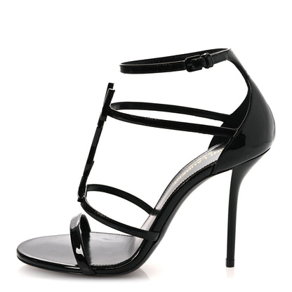 Saint Laurent Vernice Chiffon Cassandra 100 Sandals 36.5 Black 1 of 10