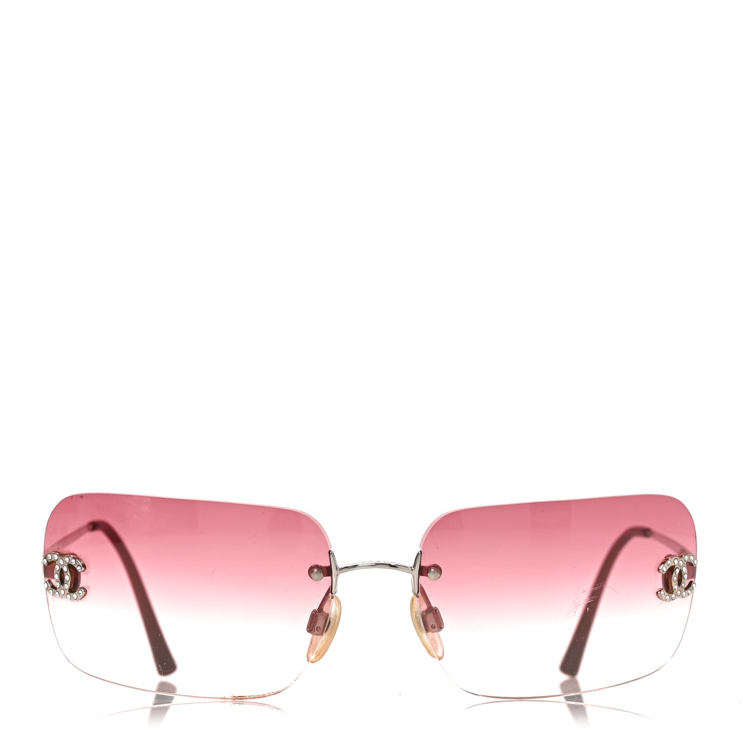 Metal Crystal CC Logo Sunglasses 4017-D Pink