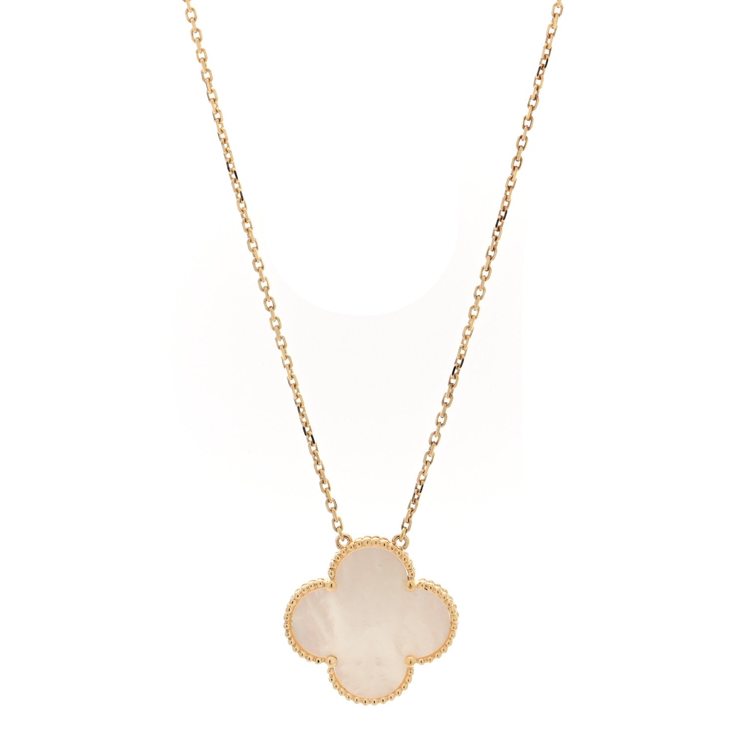 Van Cleef & Arpels 18K Yellow Gold Mother of Pearl Magic Alhambra Pendant Necklace 1 of 4