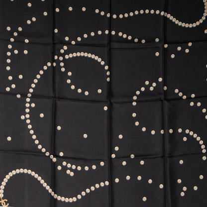 Chanel Silk Pearl CC Square Scarf Black 1 of 5