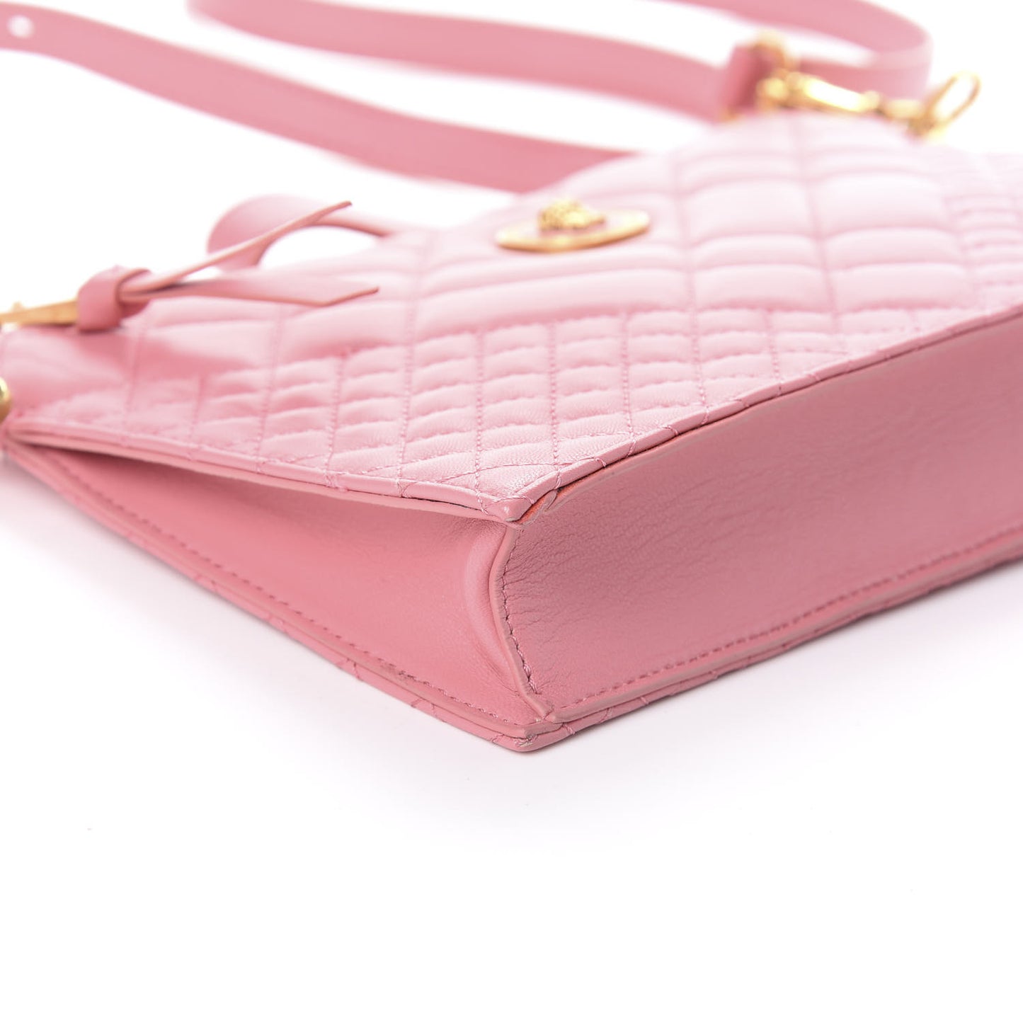 Calfskin Quilted Tribute Icon Crossbody Flat Pouch Pink