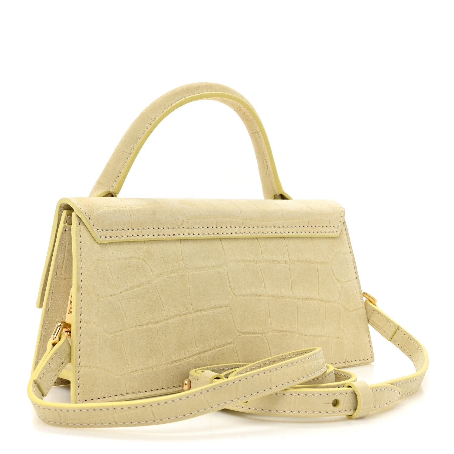 Jacquemus Calfskin Crocodile Embossed Le Chiquito Long Pale Yellow 3 of 14