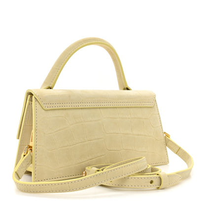 Jacquemus Calfskin Crocodile Embossed Le Chiquito Long Pale Yellow 3 of 14