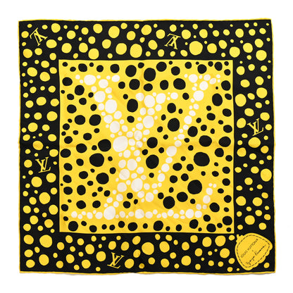 Louis Vuitton LV x YK Silk Monogram Dots Scarf 45 Yellow Black 1 of 4