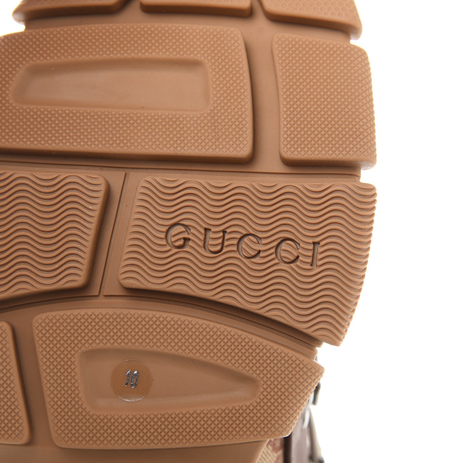 Gucci X SEGA Suede Calfskin GG Monogram Mens Flashtrek Sneakers 10 New Cuir Beige Ruggine 7 of 9
