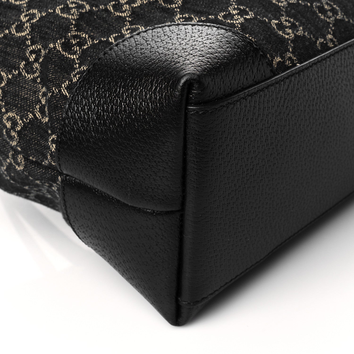 Gucci Jacquard Black Denim GG Monogram Medium Ophidia Shopping Tote Black Ivory 9 of 10