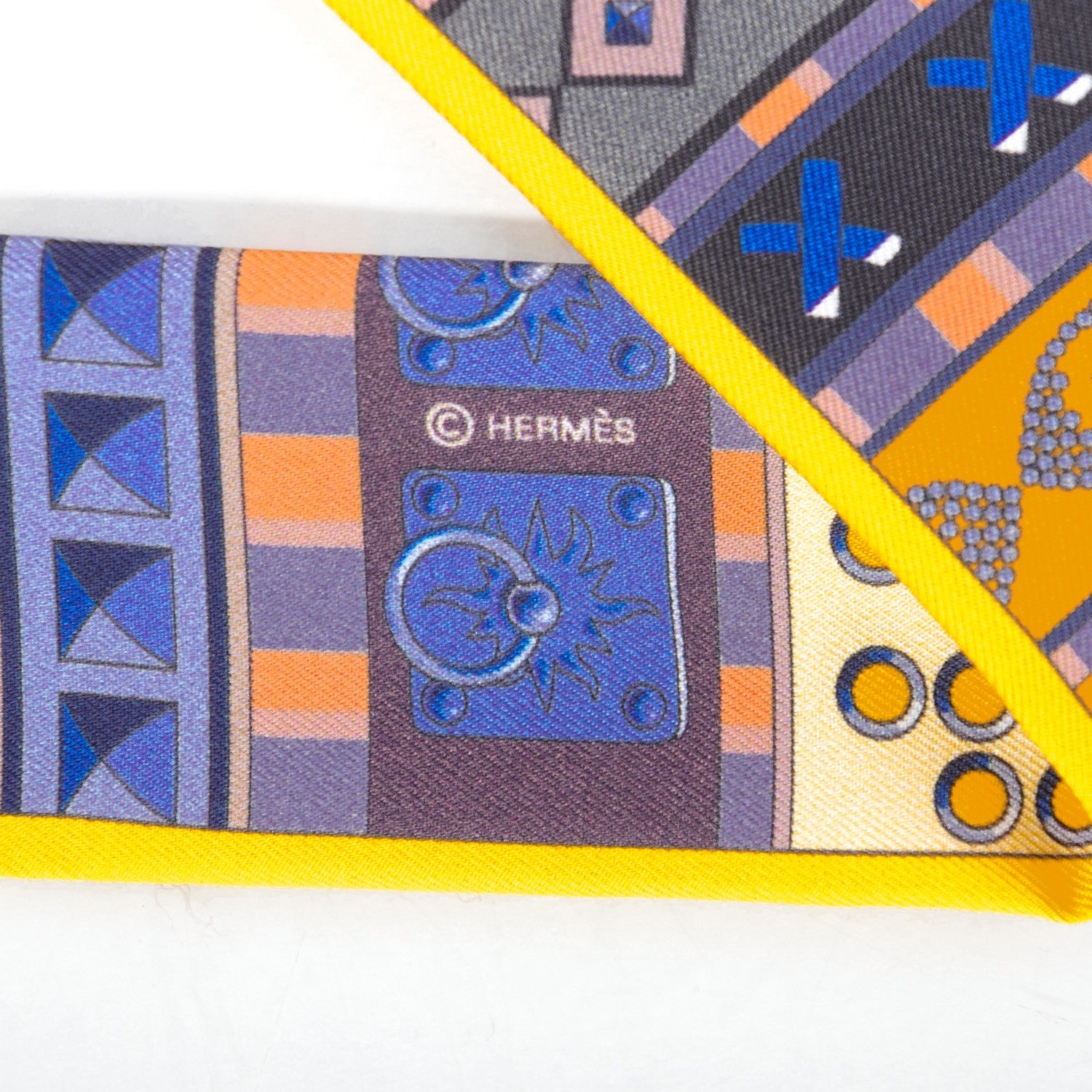 Hermes Silk Colliers De Chiens Twilly Juane Vif Indigo Juane D'or 4 of 6