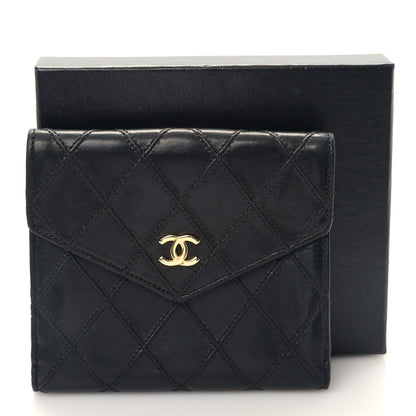 Chanel Calfskin Diamond Stitched Compact Wallet Black 12 of 12