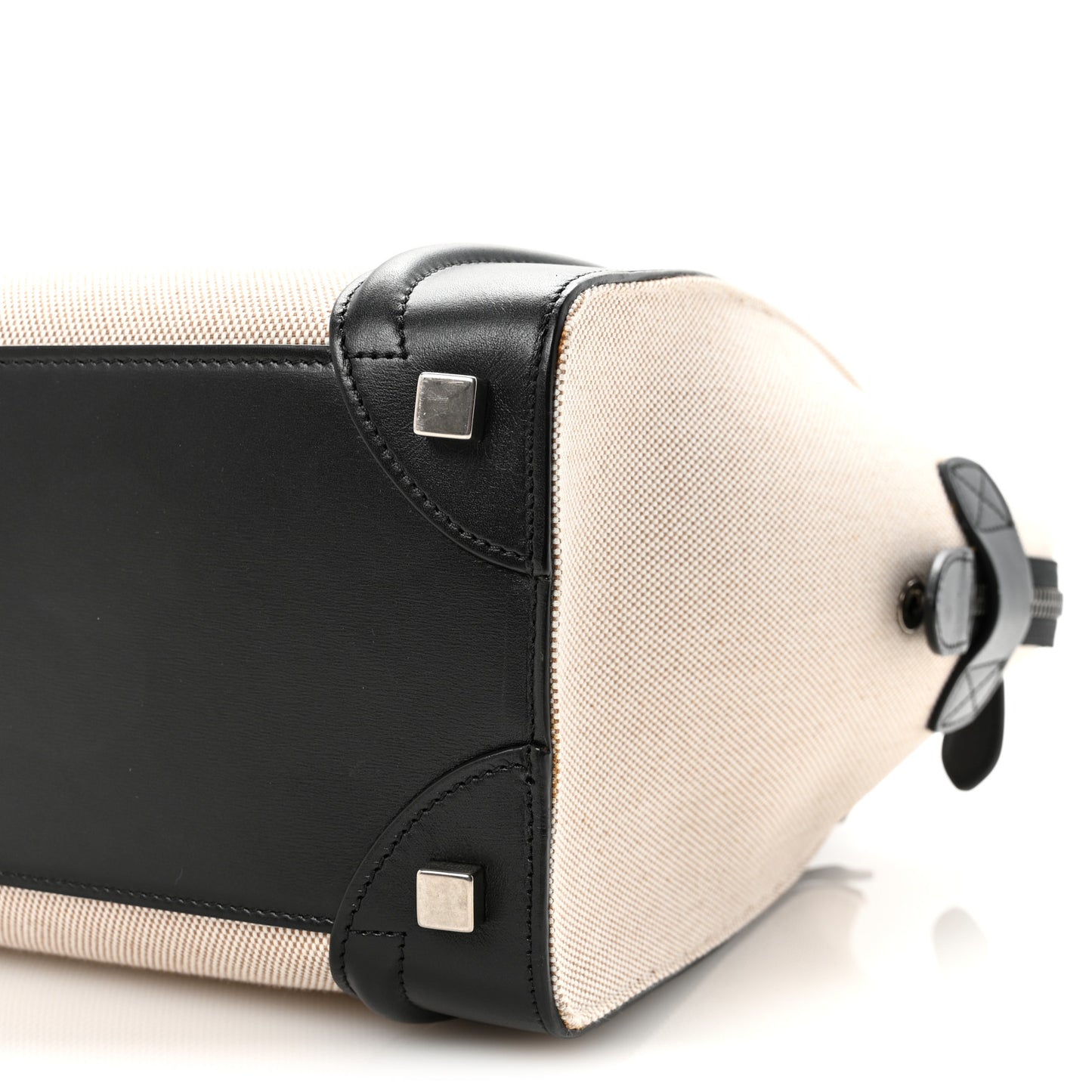 Textile Smooth Calfskin Micro Bi-Color Luggage Natural