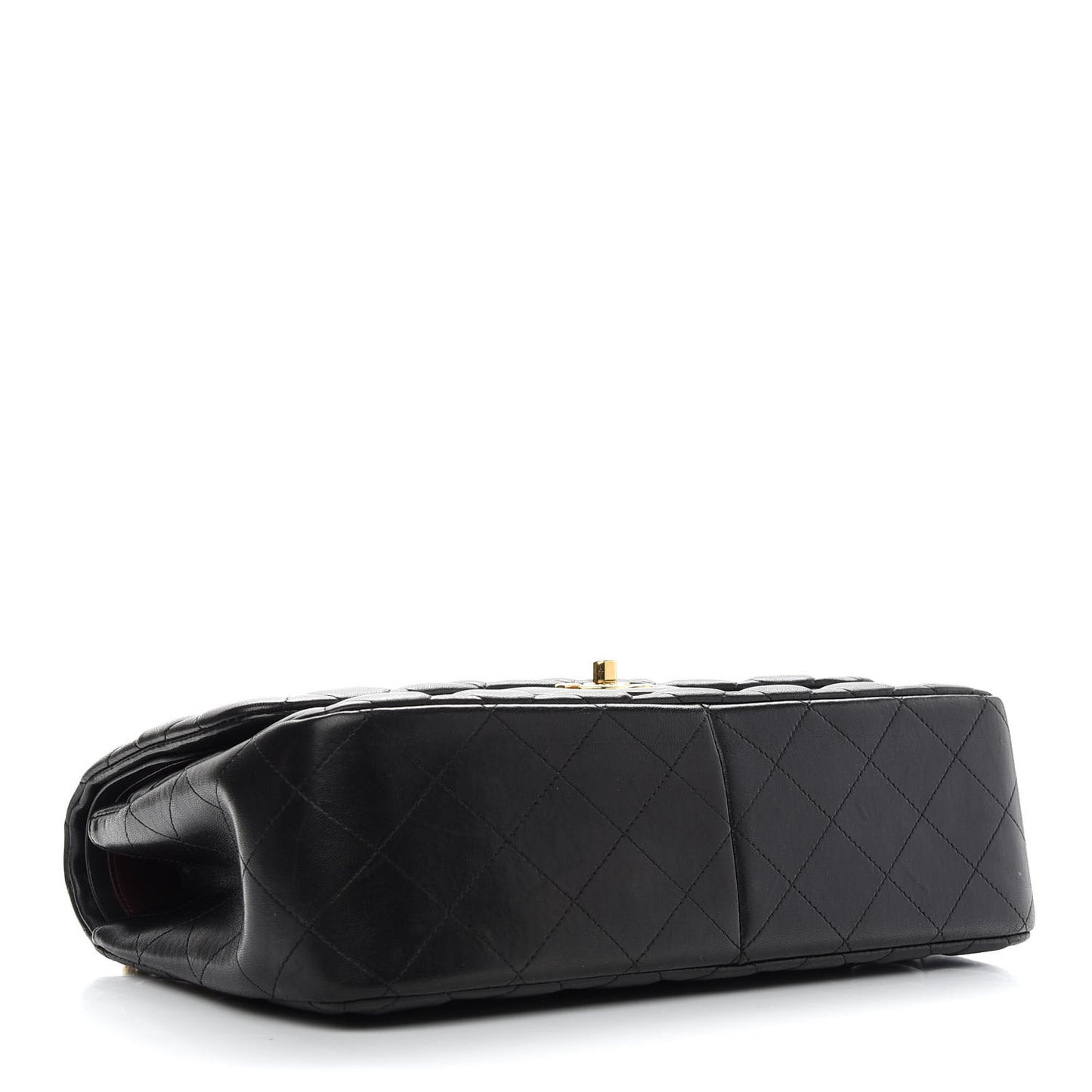 Lambskin Quilted Jumbo Double Flap Black