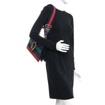 Gucci Moon Calfskin Bamboo Web Medium Dionysus Top Handle Bag Blue Emerald Hibiscus Red 2 of 14