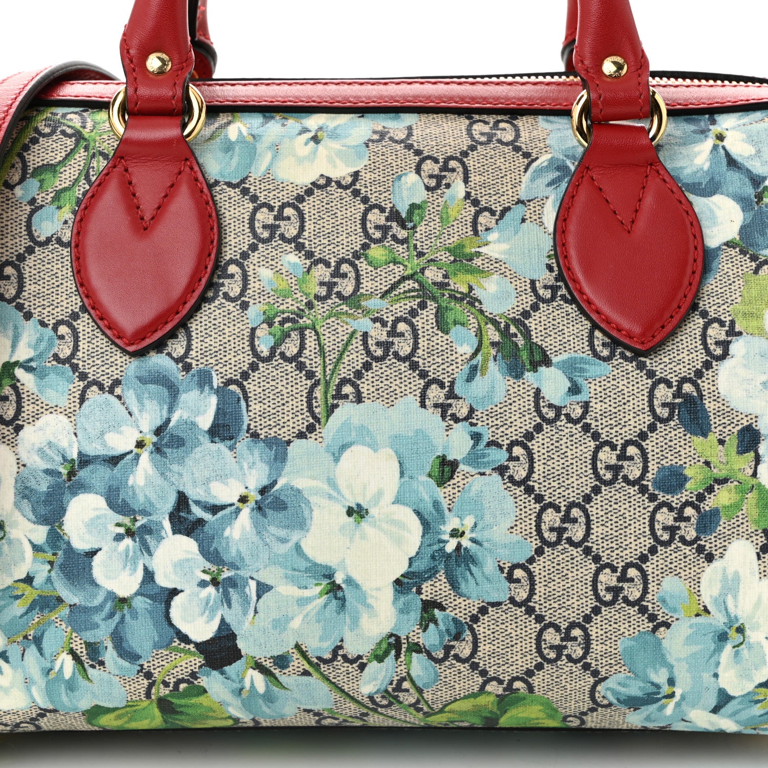 Gucci GG Supreme Monogram Blooms Small Boston Beige Blue Navy Hibiscus Red 8 of 11