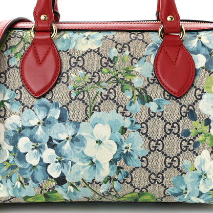 Gucci GG Supreme Monogram Blooms Small Boston Beige Blue Navy Hibiscus Red 8 of 11