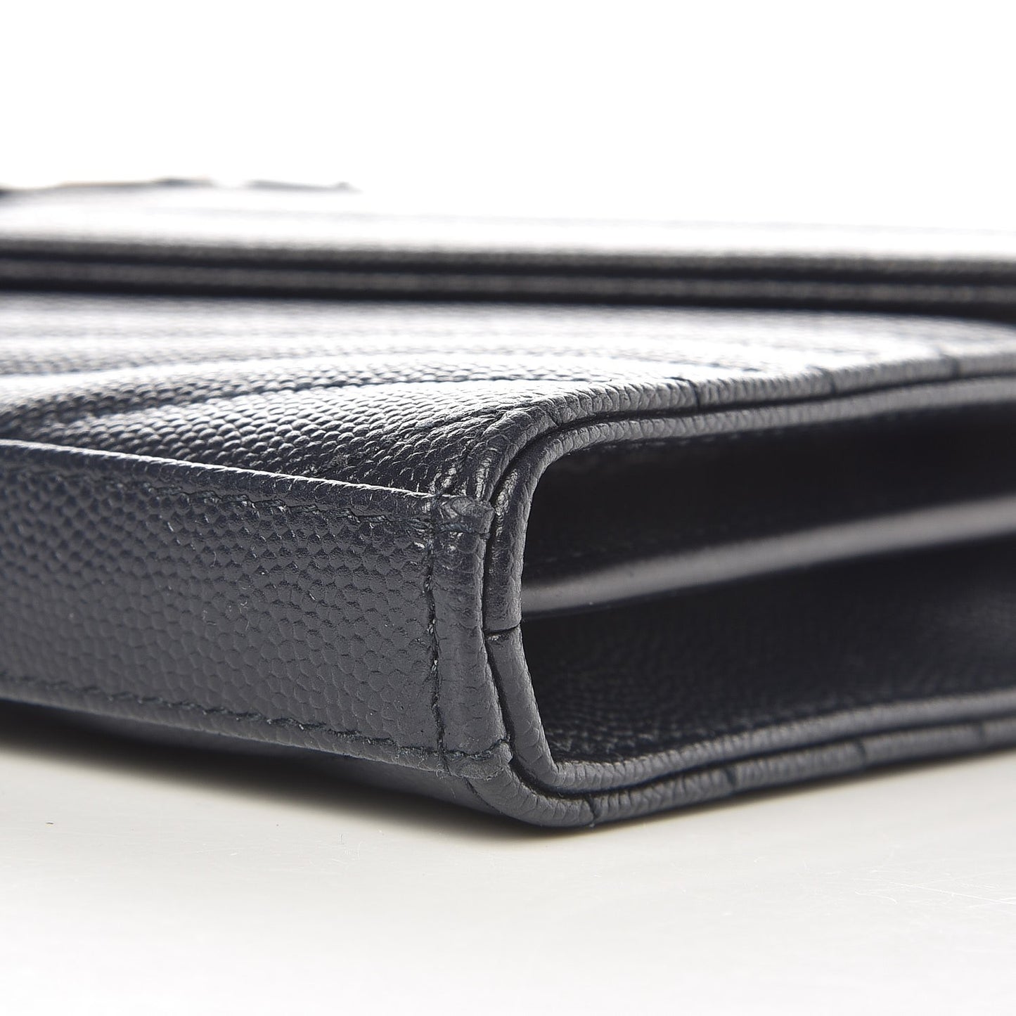 Grain De Poudre Matelasse Chevron Monogram Chain Wallet Navy