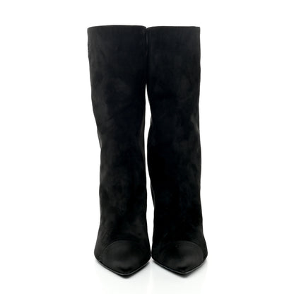 Chanel Suede Calfskin Satin Gabrielle Cap Toe Short Boots 38 Black 2 of 9