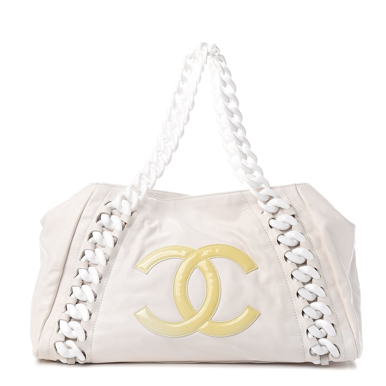 Chanel Calfskin Modern Chain Rhodoid East West Tote White 1 of 11