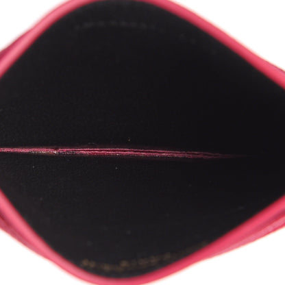 Saint Laurent Grain De Poudre Matelasse Chevron Monogram Credit Card Case Fresh Fuxia 4 of 7