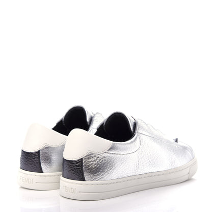 Fendi Metallic Vitello Lurex Rockoclick Slip On Sneakers 36.5 Silver 4 of 11