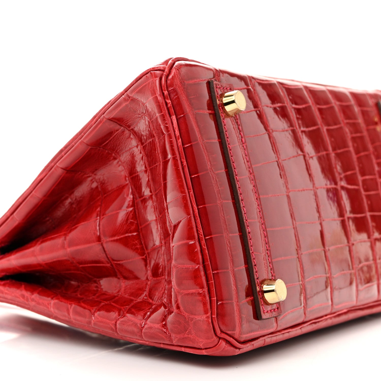 Hermes Shiny Niloticus Crocodile Birkin 25 Rouge Casaque 9 of 11