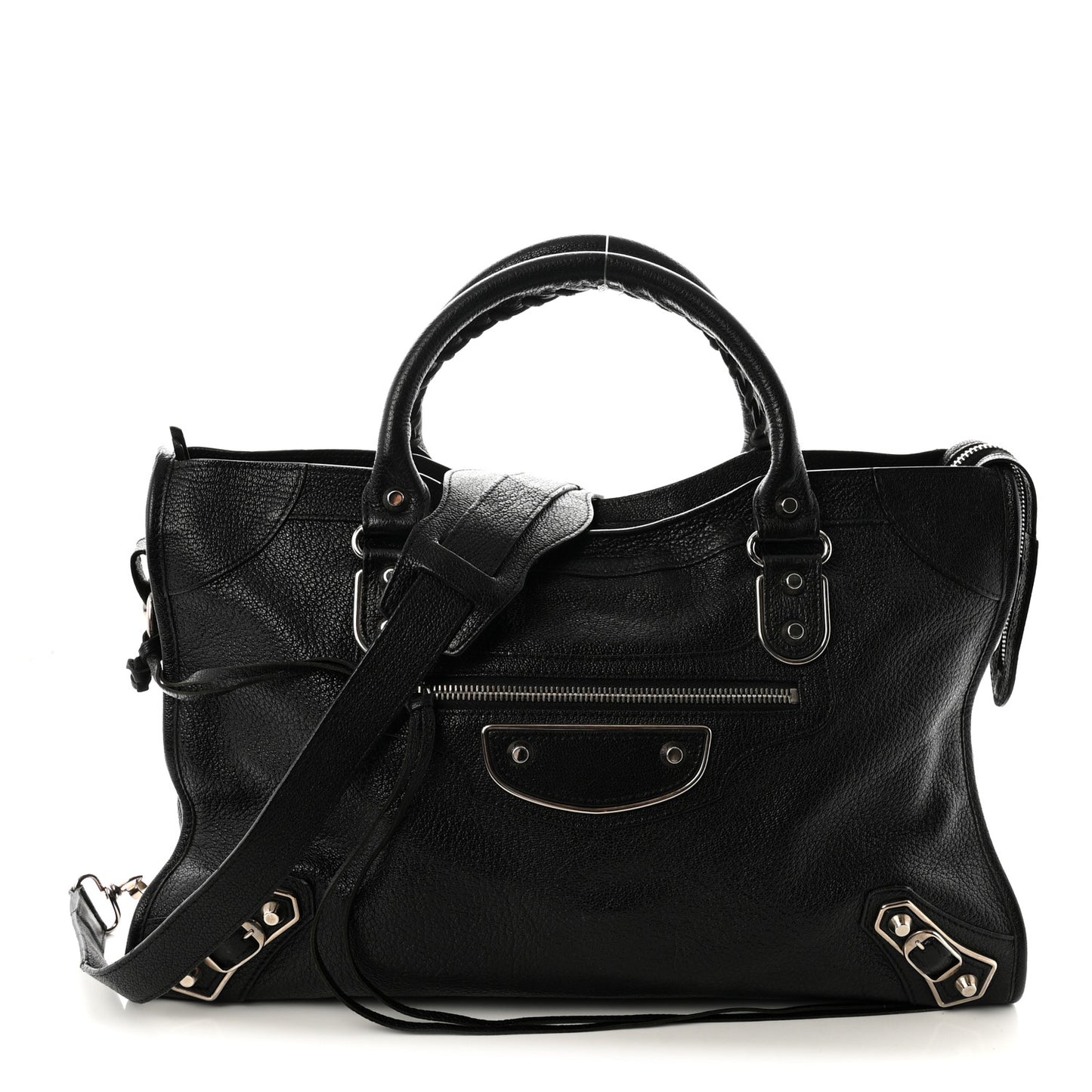 Chevre Silver Metallic Edge Hardware City Black