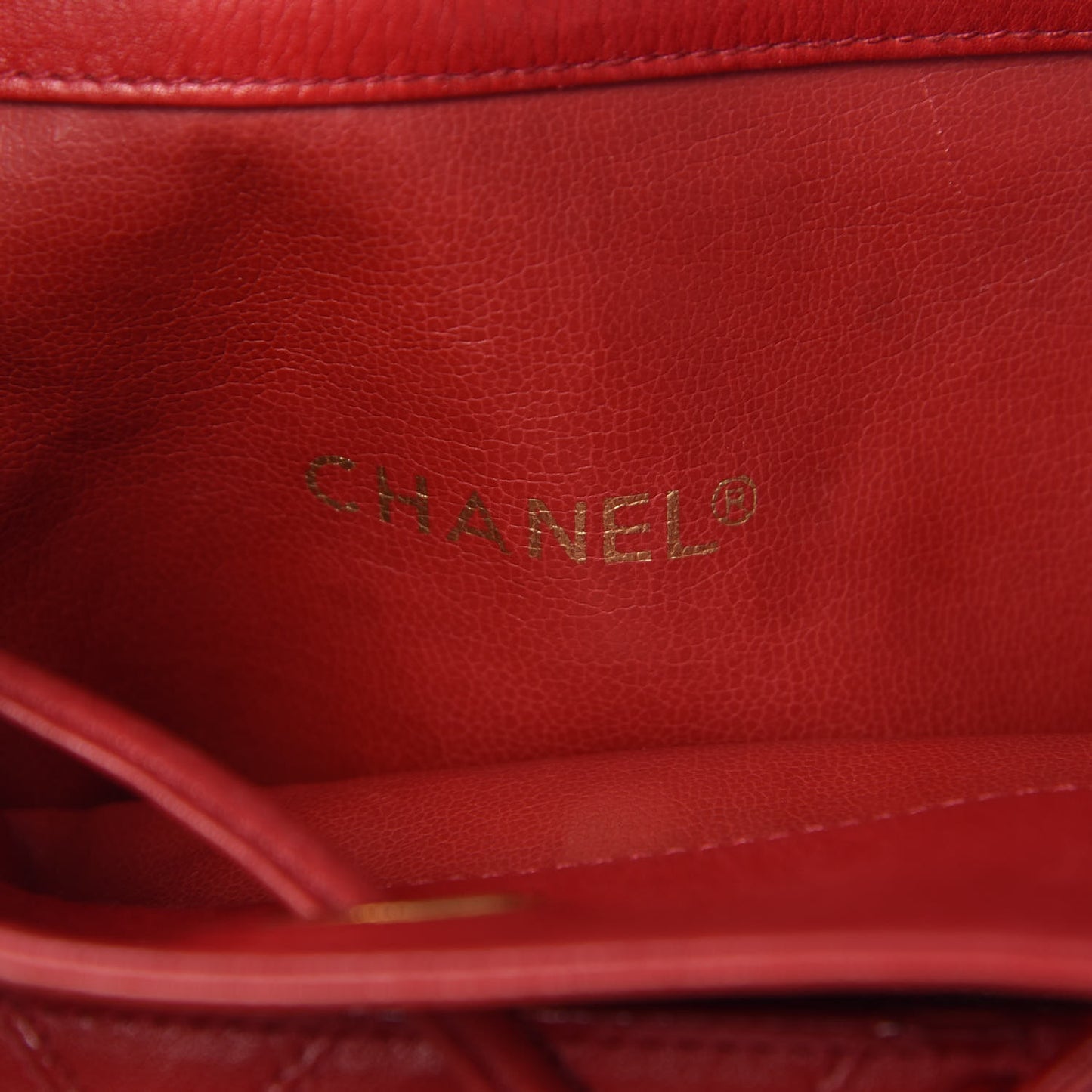 Lambskin Diamond Stitched CC Drawstring Shoulder Bag Red