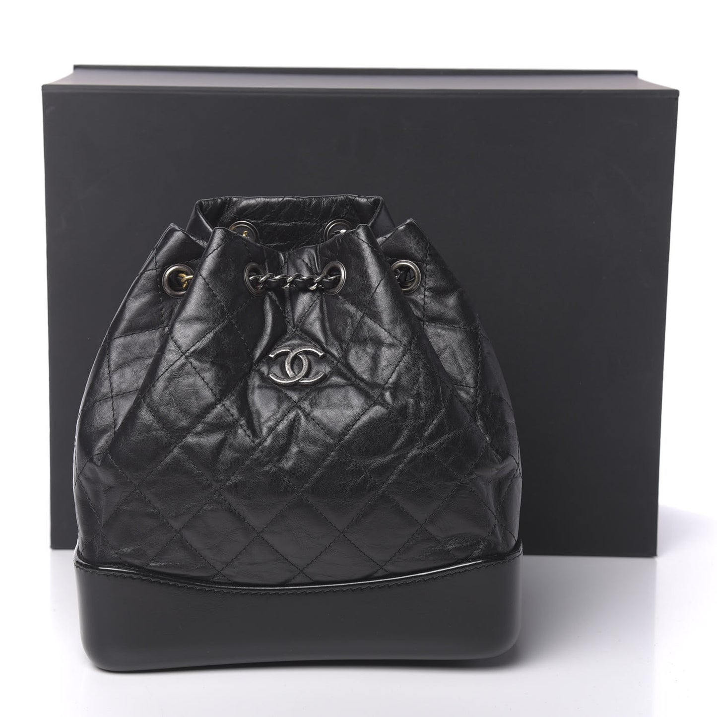 Aged Calfskin Quilted Small Gabrielle Backpack Black