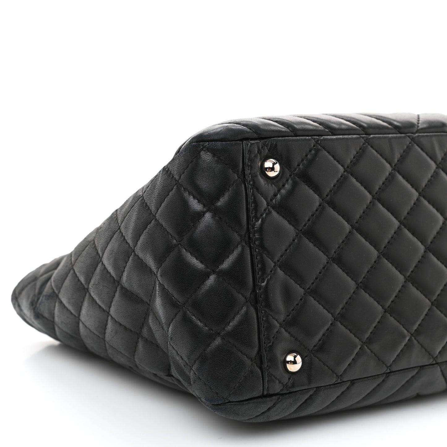 Lambskin Surpique Chevron Quilted Tote Black