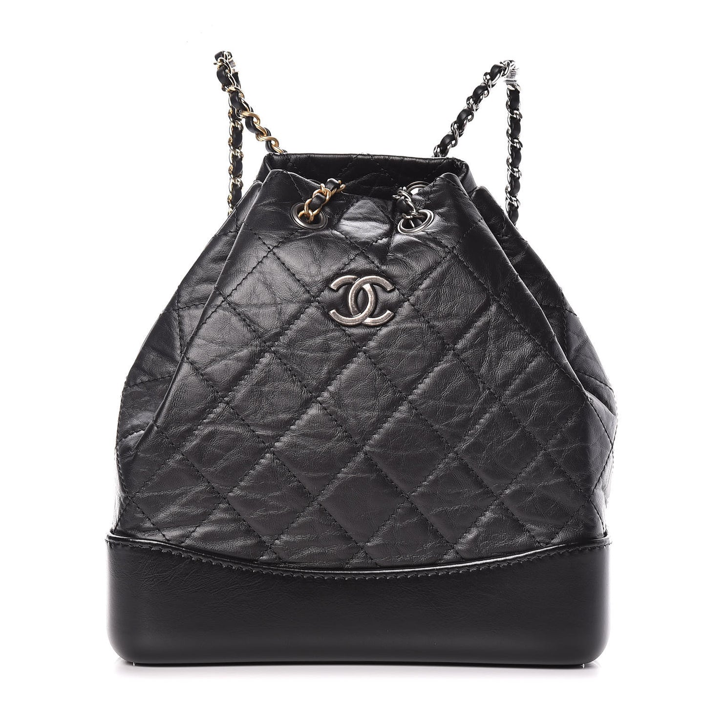 Aged Calfskin Quilted Small Gabrielle Backpack Black