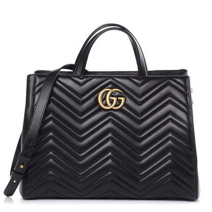 Gucci Calfskin Matelasse Medium GG Marmont Tote Black 1 of 9
