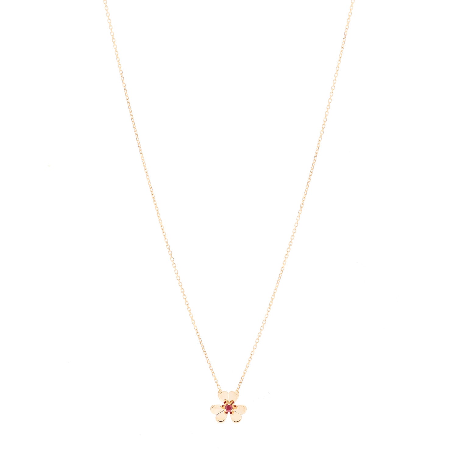 Van Cleef & Arpels 18K Rose Gold Ruby Mini Frivole Pendant Necklace 1 of 7