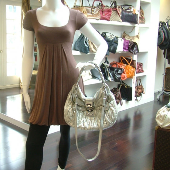 Miu Miu Leather Matelasse Coffer Silver 2 of 10