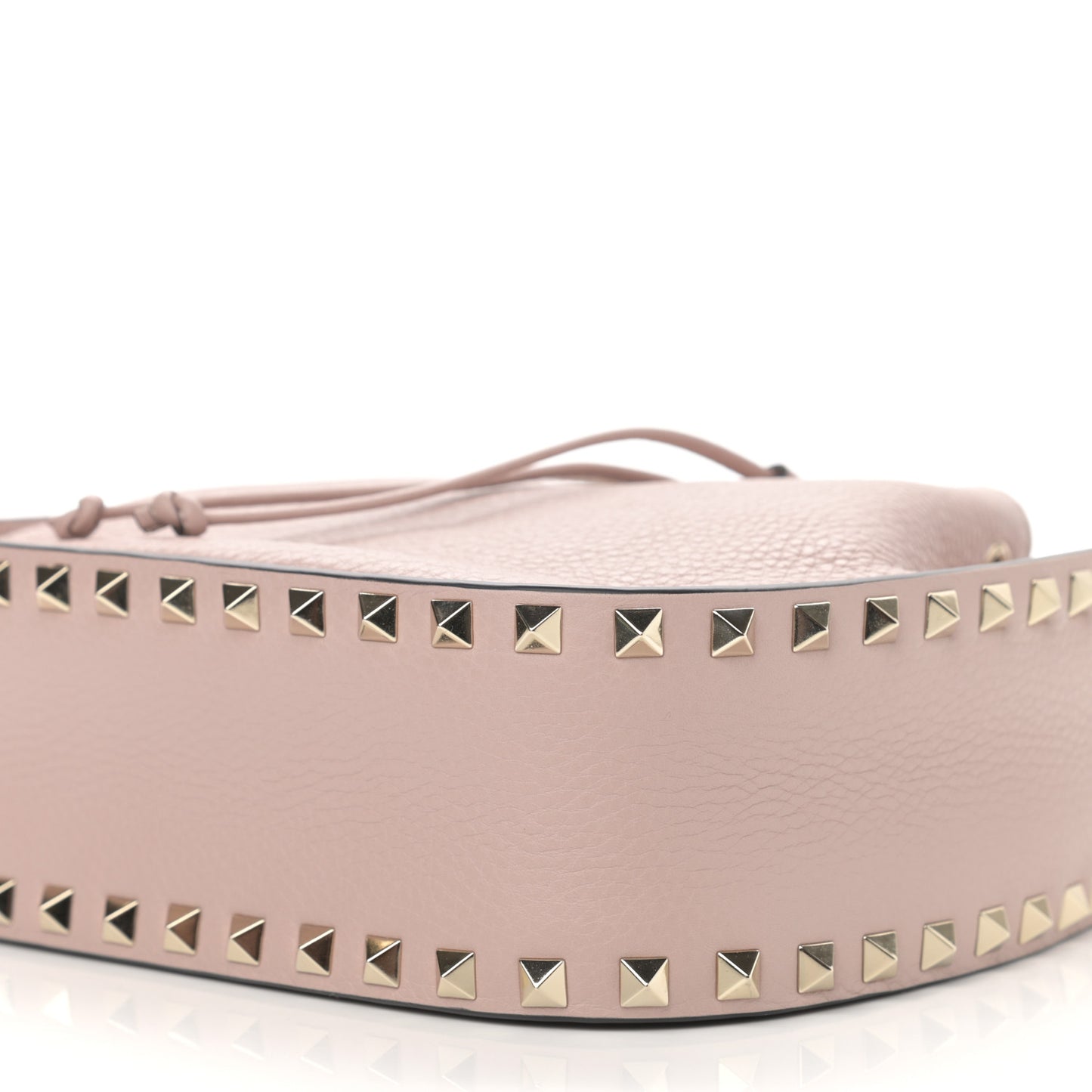 Grained Calfskin Rockstud Bucket Bag Poudre