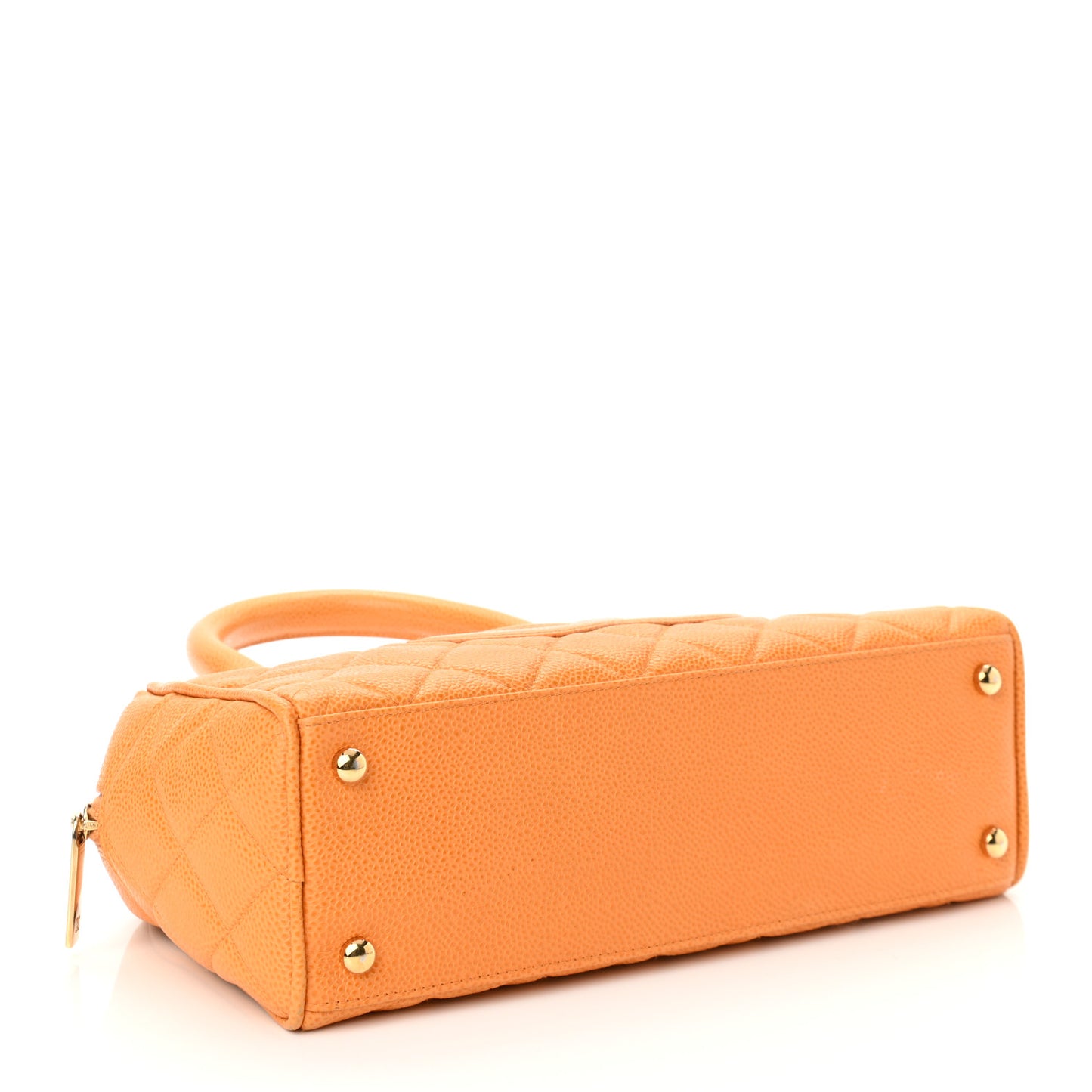 Caviar Quilted Small Bowler Orange