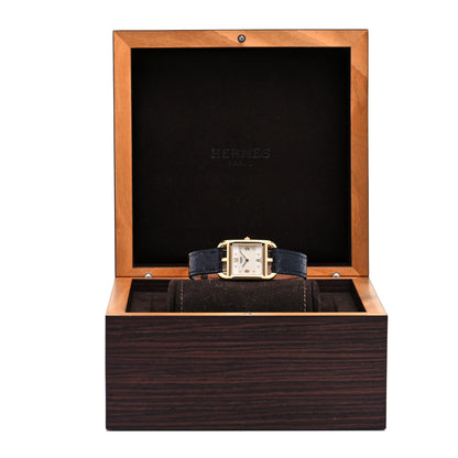 Hermes 18K Yellow Gold Alligator Diamond Mother of Pearl 23mm Cape Cod Quartz Watch Noir 5 of 5
