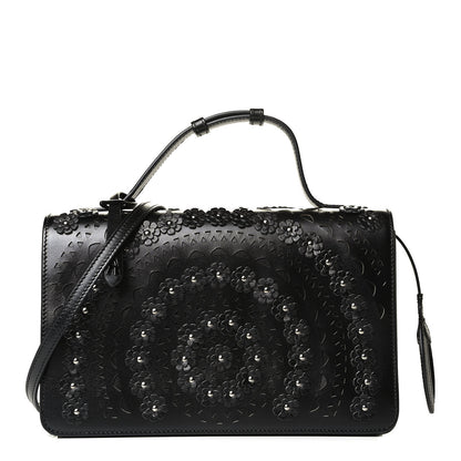 Alaia Calfskin Laser Cut Studded Medium Franca Crossbody Black 1 of 5