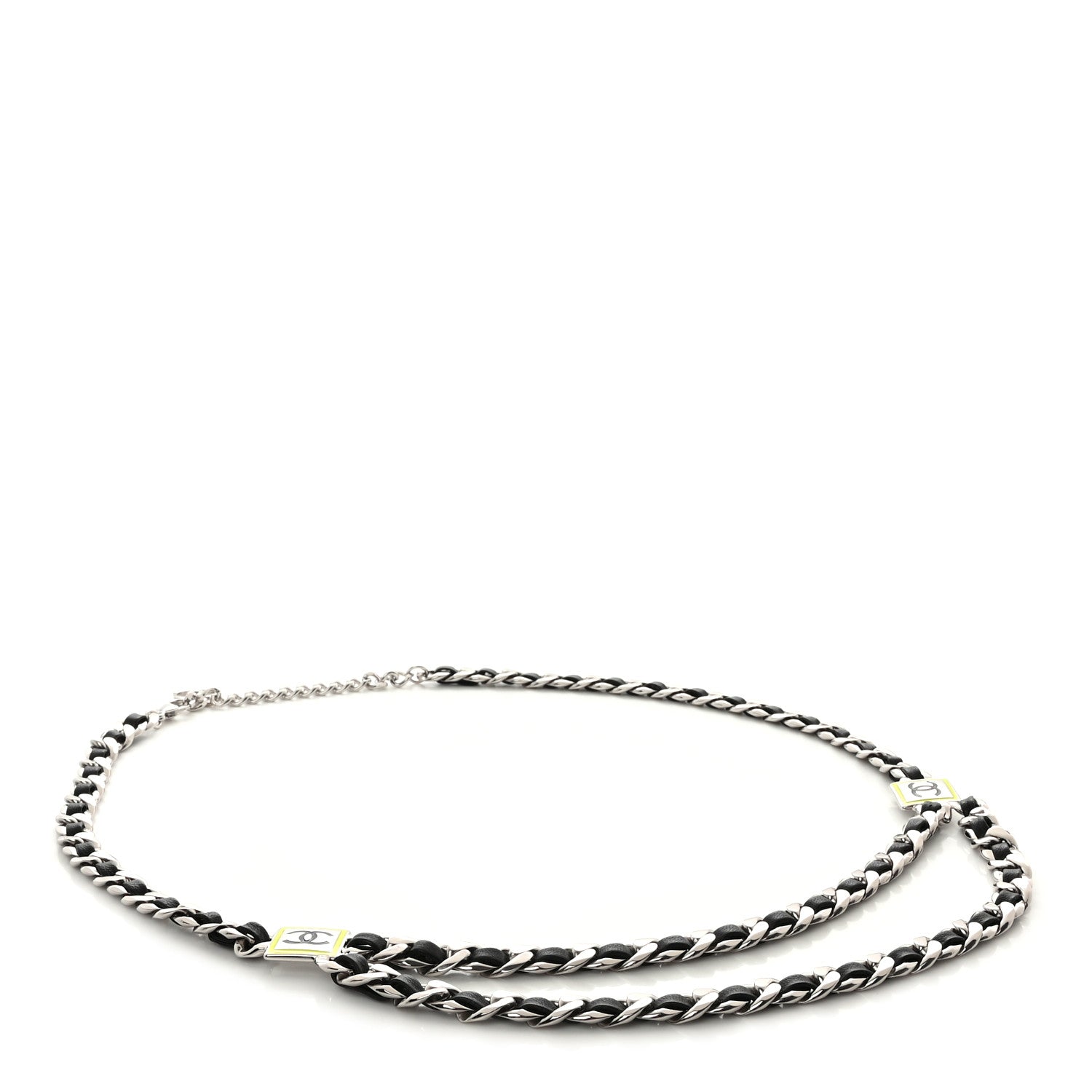 Chanel Lambskin Enamel CC Chain Belt Black Silver 1 of 4