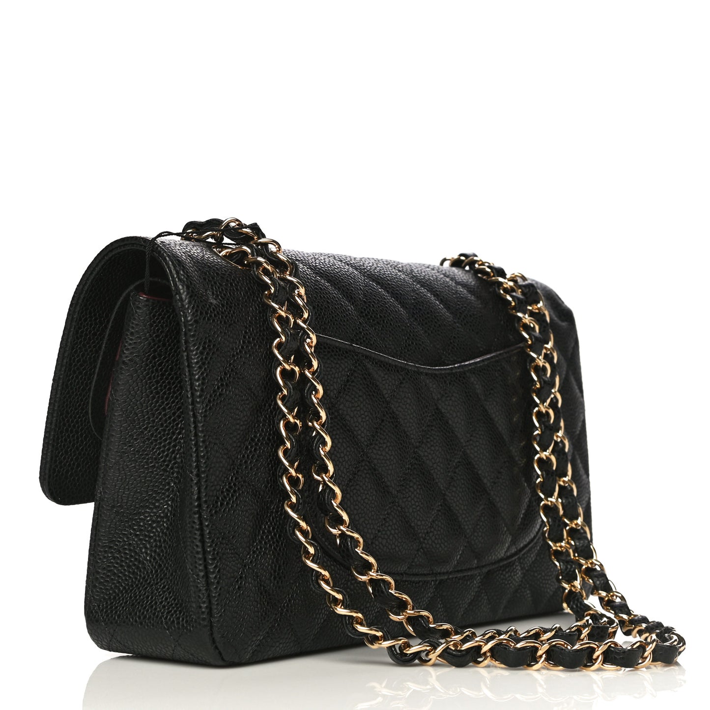 Caviar Quilted Medium Double Flap Black