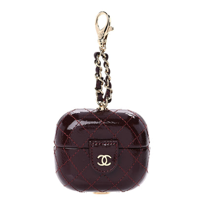 Chanel Glazed Calfskin Quilted Airpods Pro Case With Chain Burgundy 1 of 9