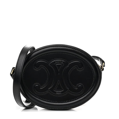 Celine Smooth Calfskin Cuir Triomphe Oval Bag Black 1 of 10