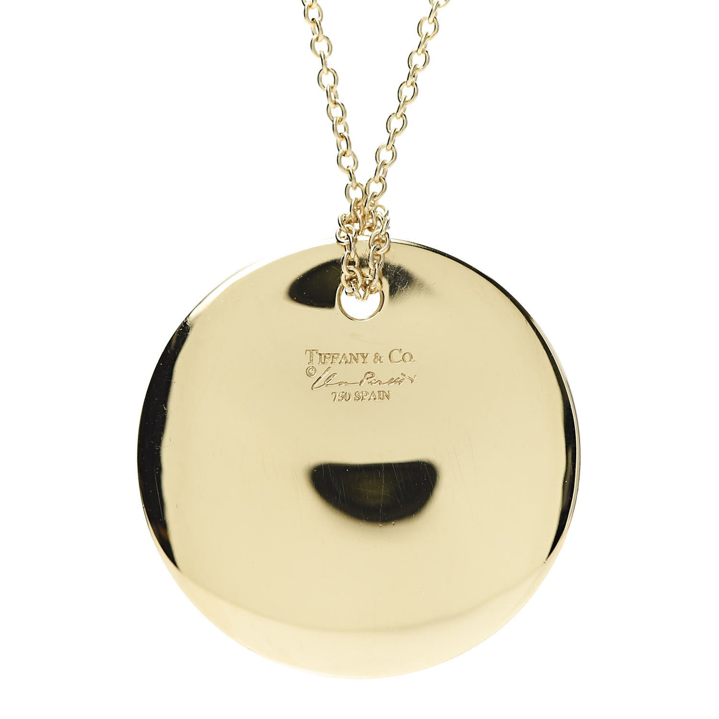 18K Yellow Gold Elsa Peretti Round Disc Pendant Necklace