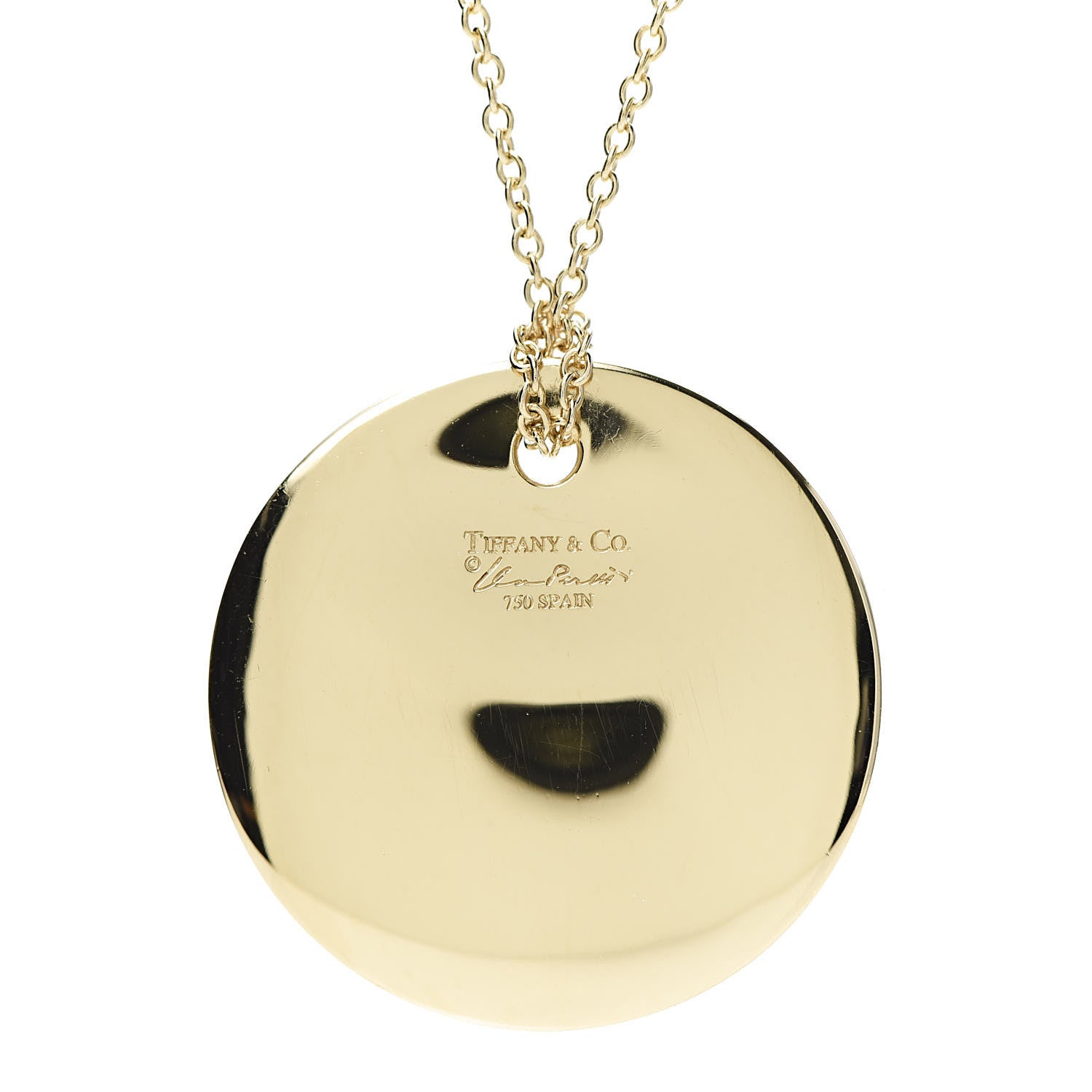 Tiffany 18K Yellow Gold Elsa Peretti Round Disc Pendant Necklace 4 of 5